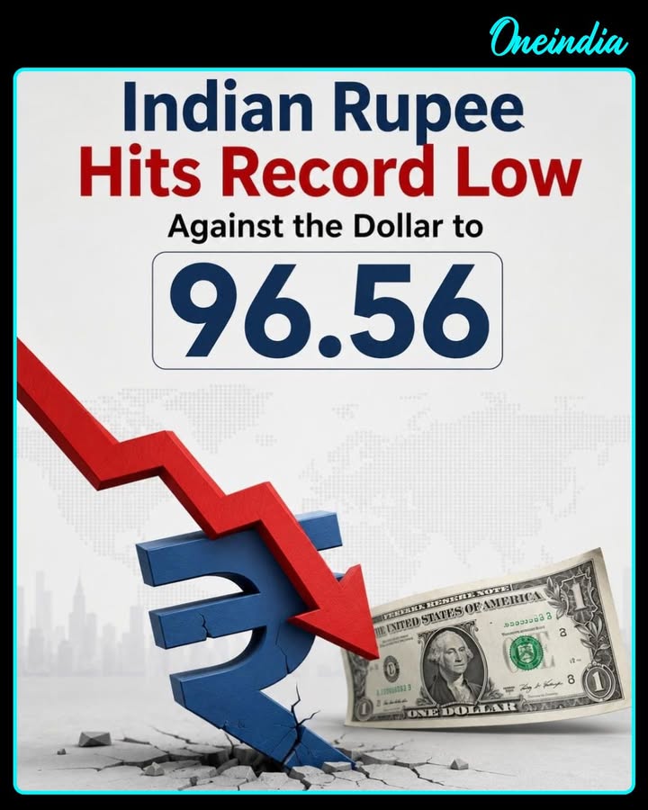 The Indian rupee slipped to a fresh all-time low of 96.56 against the US dollar, highlighting continued pressure on the domestic currency amid global market movements.
