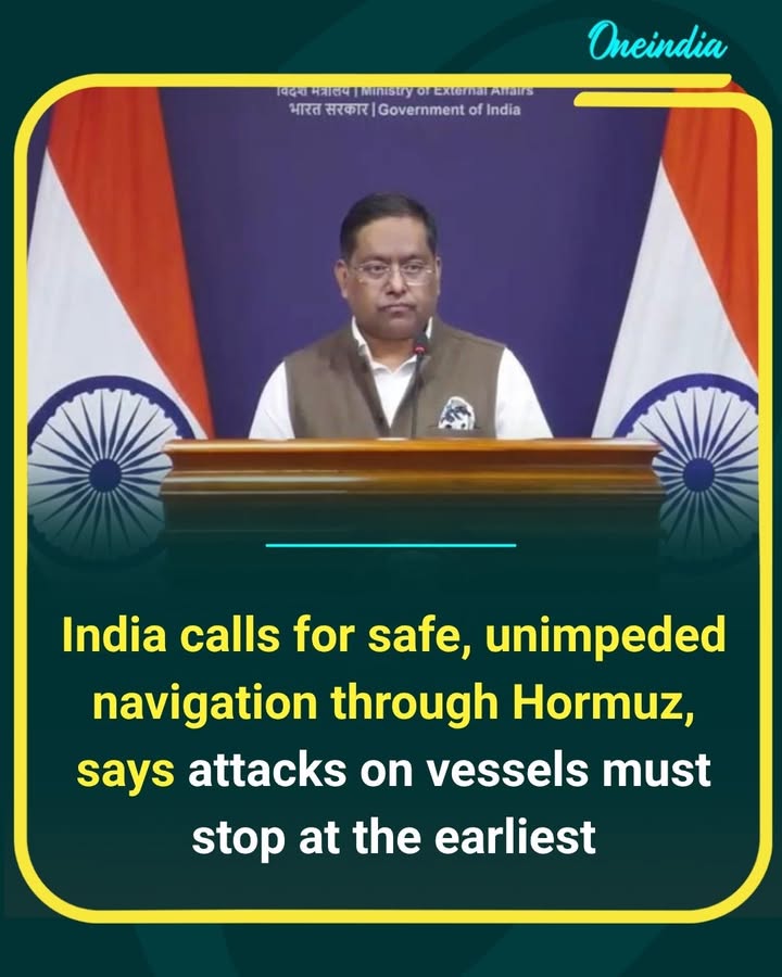 India has called for safe and unimpeded navigation through the Strait of Hormuz, urging an immediate end to attacks on commercial vessels amid rising regional tensions.