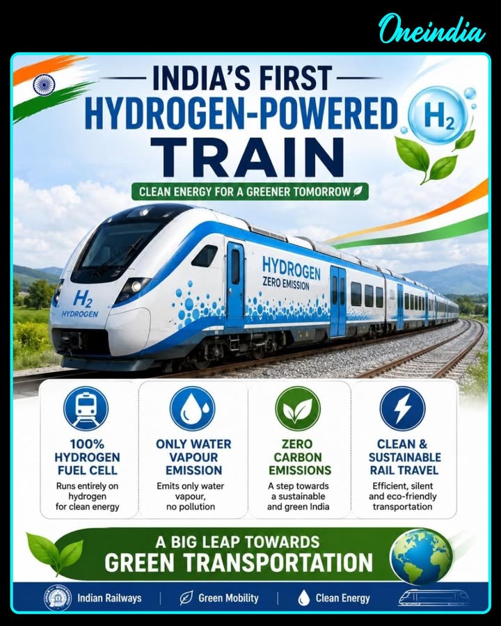 India takes a major step towards sustainable transportation with its first hydrogen-powered train. A cleaner, greener future for Indian Railways begins with hydrogen fuel technology