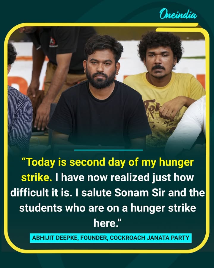 Cockroach Janata Party founder Abhijit Deepke said he has entered the second day of his hunger strike, describing the experience as difficult. He praised Sonam Wangchuk and the students on hunger strike.