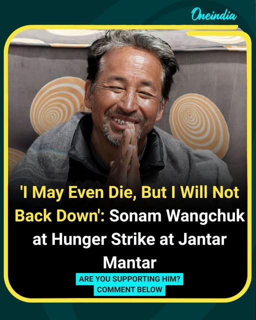 Social reformer and engineer Sonam Wangchuk said, 'I may even die, but I will not back down,' while addressing supporters during his hunger strike at Jantar Mantar in Delhi. His protest continues as he presses his demands, with supporters gathering at the site in solidarity.