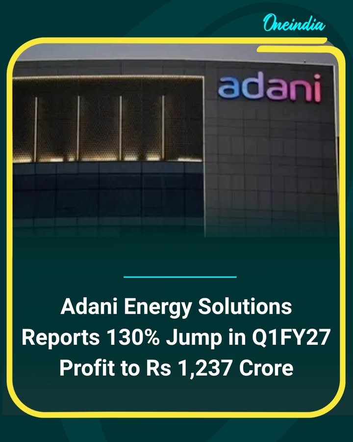 Adani Energy Solutions reported a 130% year-on-year jump in Q1FY27 net profit to ₹1,237 crore, reflecting a strong start to the financial year.