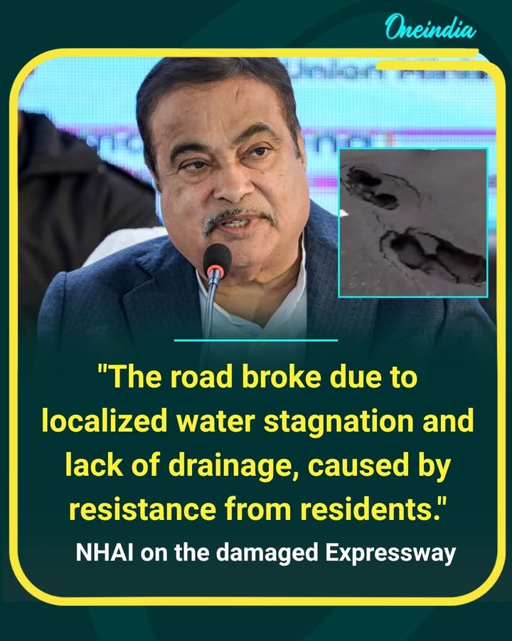 NHAI claims localized waterlogging and blocked drainage, allegedly due to resistance from local residents, led to the expressway damage.