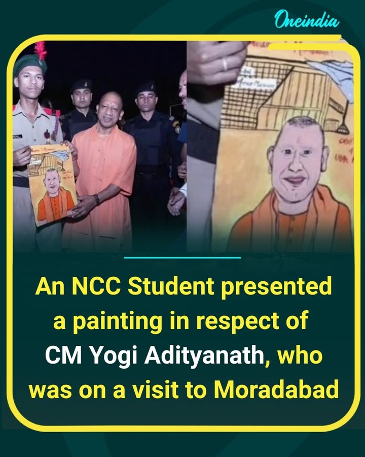 A heartfelt gesture of respect! An NCC student presented a handmade painting to CM Yogi Adityanath during his visit to Moradabad, making the moment truly memorable.