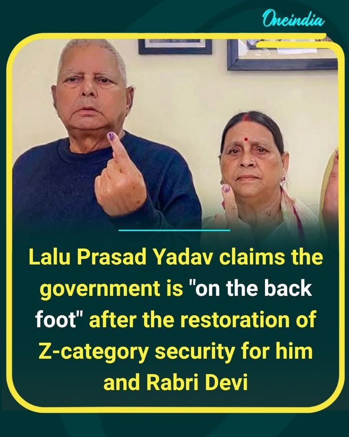 RJD Chief and former Bihar CM Lalu Prasad Yadav reacted after he and former Bihar CM Rabri Devi were granted Z-category security. Responding to questions, he said the government is 'on the back foot' and alleged that the Bihar government had 'wronged' them by revoking their security earlier.