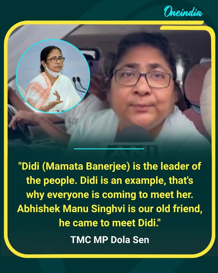 TMC MP Dola Sen described Mamata Banerjee as a leader of the people, saying her leadership continues to inspire support. She also noted that Abhishek Manu Singhvi, whom she called an old friend, met Mamata Banerjee during the visit.