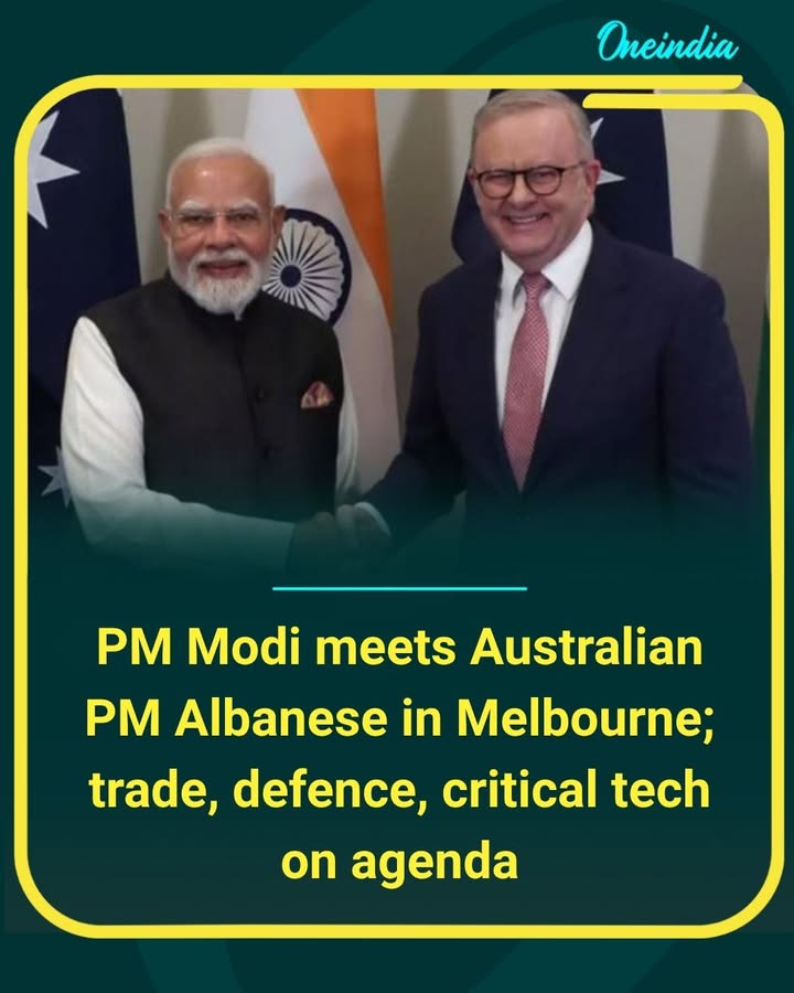 Strengthening a key strategic partnership. Prime Minister Narendra Modi and Australian Prime Minister Anthony Albanese met in Melbourne to advance discussions on trade, defence cooperation, and emerging technologies, reflecting the growing depth of India–Australia ties.