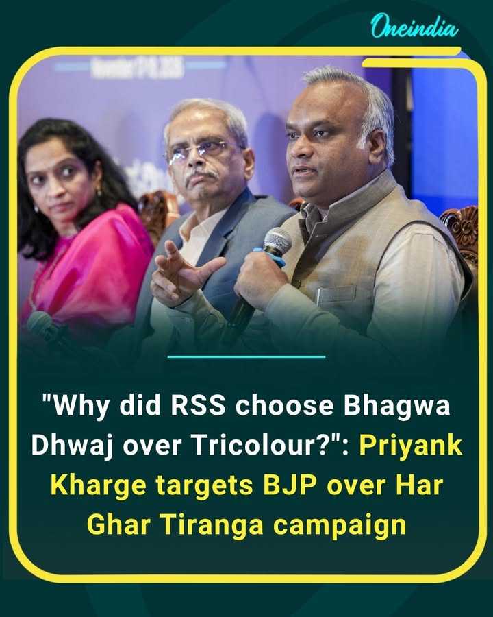 “Why did RSS choose the Bhagwa Dhwaj over the Tricolour?” Priyank Kharge questions the BJP over its Har Ghar Tiranga campaign, sparking a fresh political debate over nationalism and symbolism.