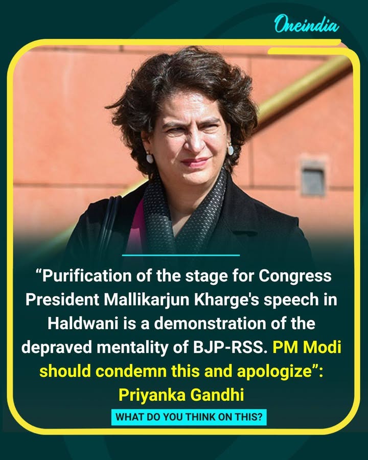 Priyanka Gandhi Condemns Purification of Stage After Kharge’s Haldwani Speech