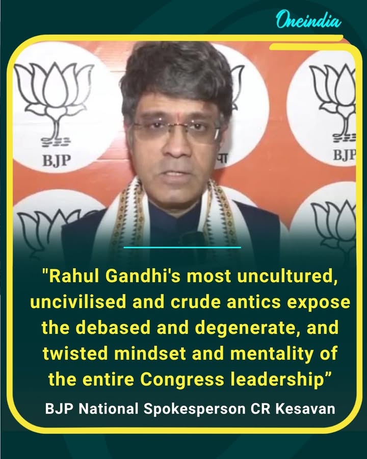 BJP National Spokesperson CR Kesavan strongly criticises Rahul Gandhi, calling his alleged conduct “uncultured, uncivilised and crude” and accusing the Congress leadership of a “debased and twisted mindset.”