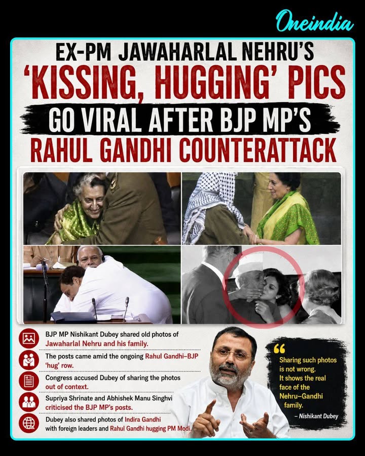 Nishikant Dubey Shares Old Nehru Photos Amid Rahul Gandhi ‘Hug’ Row