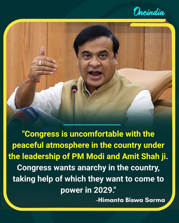 Himanta Biswa Sarma Accuses Congress of Seeking “Anarchy”