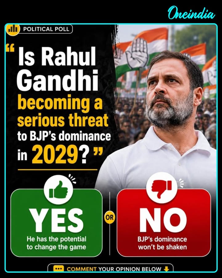 Is Rahul Gandhi emerging as a serious challenger to BJP’s dominance ahead of 2029?  The political battle is already taking shape. What do you think? 👇