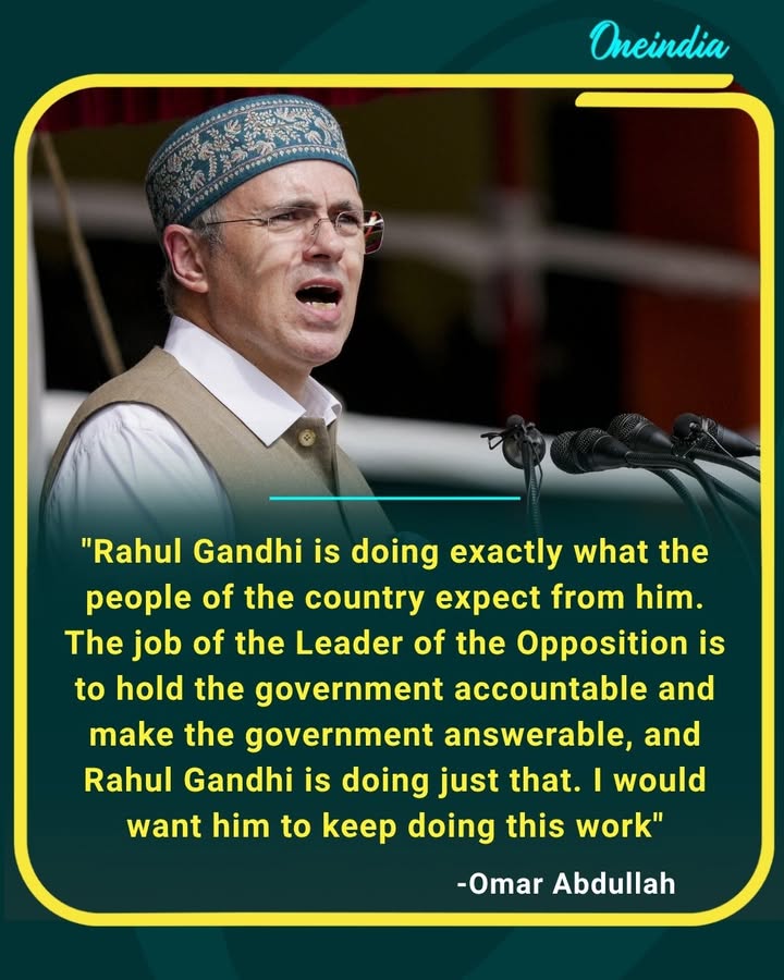 Omar Abdullah backs Rahul Gandhi, saying the Leader of Opposition is doing exactly what the people expect by holding the government accountable and making it answerable.