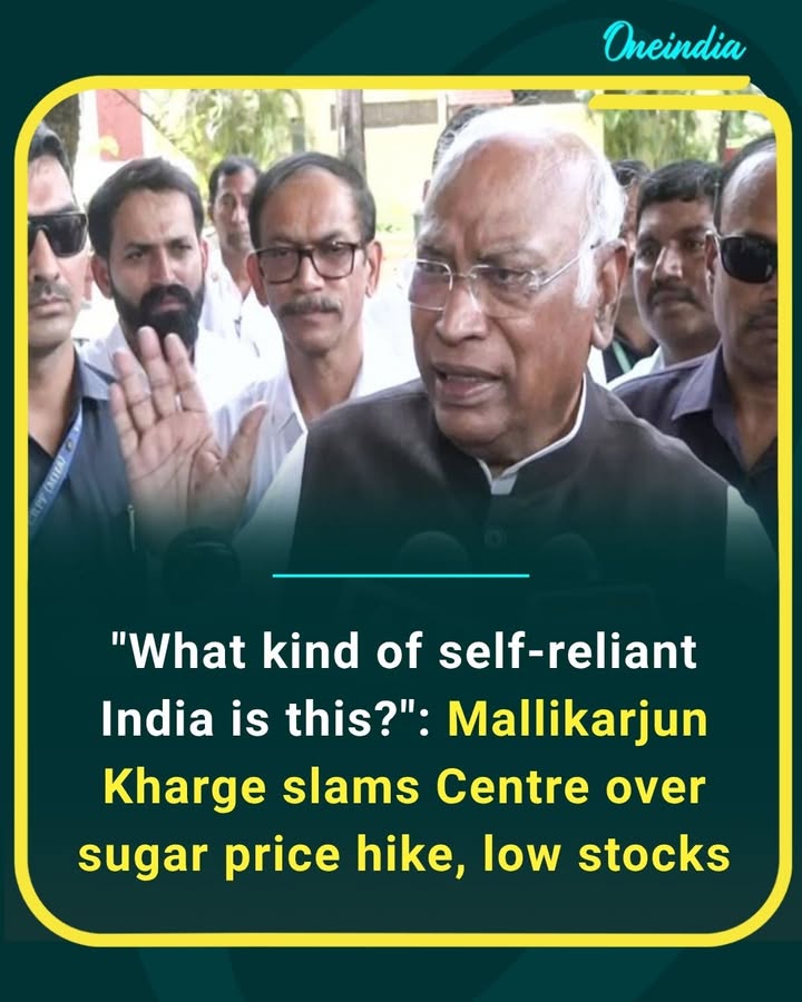 Mallikarjun Kharge questions the Centre over rising sugar prices and declining stocks, asking what kind of “self-reliant India” this is.