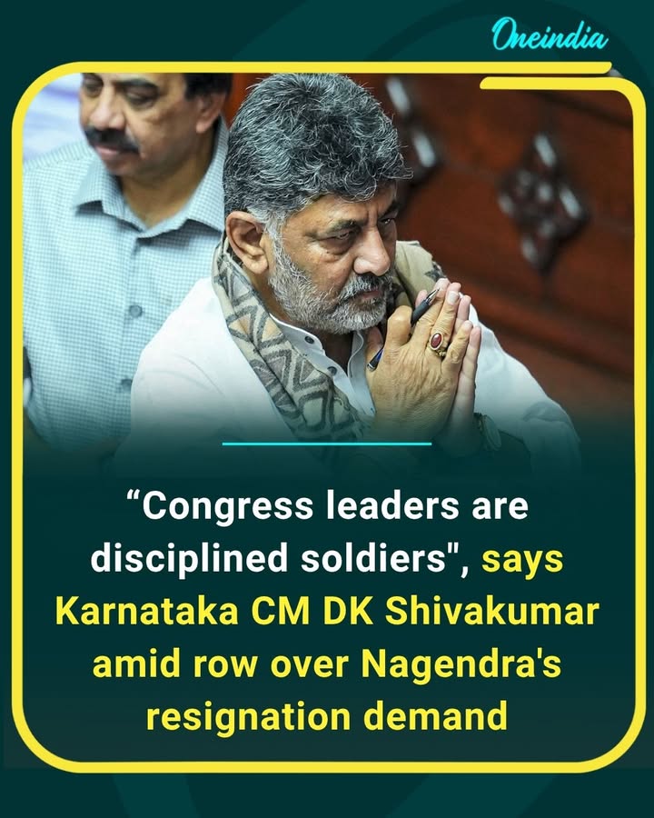 DK Shivakumar backs Congress unity, calling party leaders “disciplined soldiers” as the row over B. Nagendra’s resignation demand intensifies.