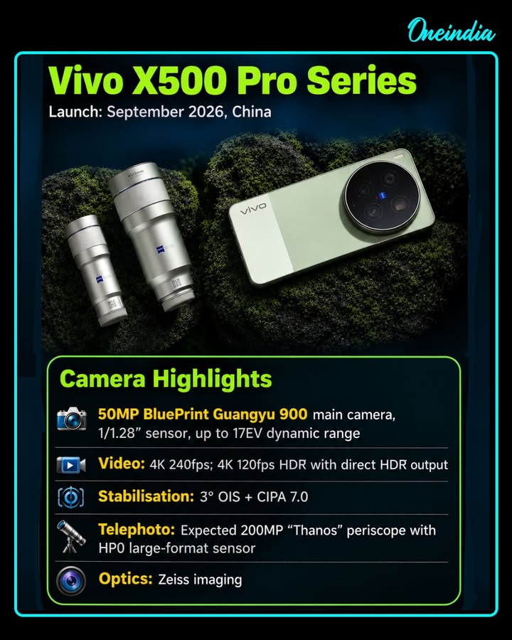 Vivo X500 Pro Series Camera Specs Revealed Ahead of September Launch