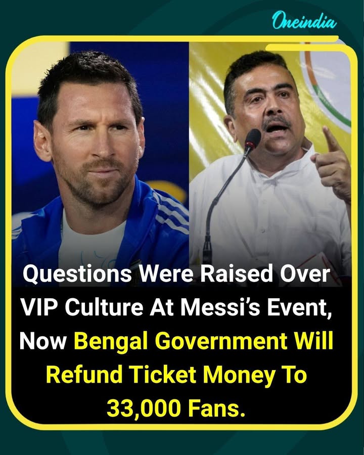 The West Bengal government has announced ticket refunds for around 33,000 fans following controversy over alleged VIP culture at Lionel Messi’s event. The move comes after questions were raised over the experience of ticket-holders at the much-anticipated event.