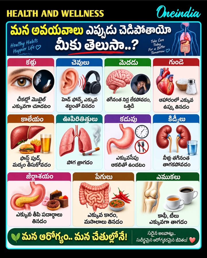 కళ్లు నుంచి గుండె వరకు.. ఏ అలవాటు ఏ అవయవాన్ని దెబ్బతీస్తుందో తెలుసా..?