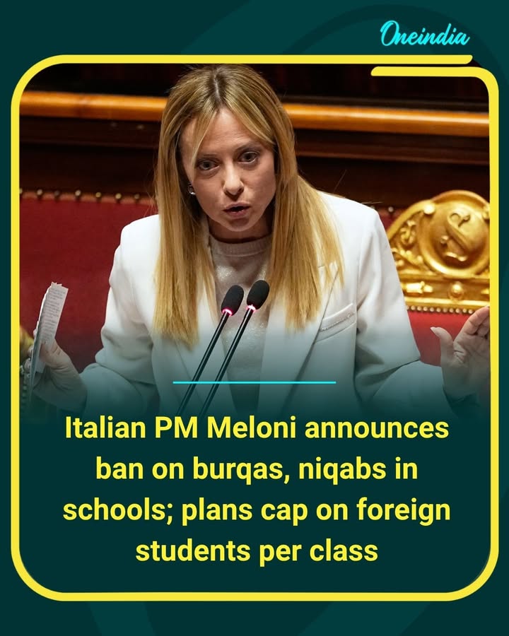 Italy’s PM Giorgia Meloni has announced plans to restrict burqas and niqabs in schools, alongside a proposal to limit the number of foreign students in individual classrooms.