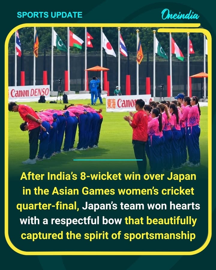 A touching display of sportsmanship as Japan’s women’s cricket team bowed respectfully after their Asian Games quarter-final against India.