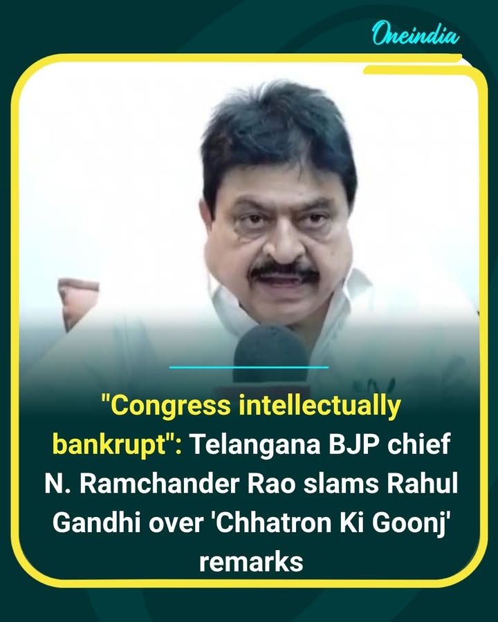 Telangana BJP chief hits back at Rahul Gandhi, accusing Congress of lacking ideas after his remarks at the ‘Chhatron Ki Goonj’ event.