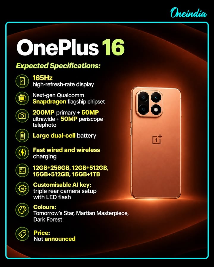 OnePlus 16 Design & Key Specs Revealed Ahead of Launch