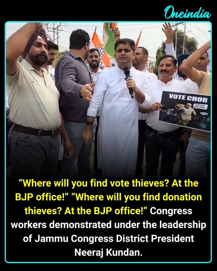‘Where Will You Find Vote Thieves? At BJP Office!’ Congress Protest In Jammu