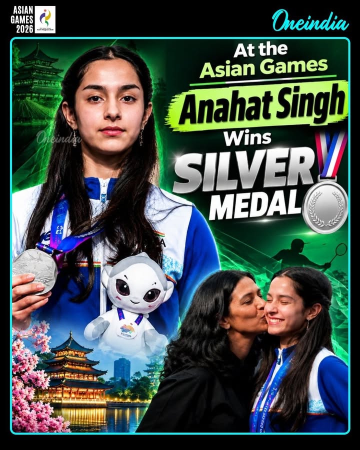 Anahat Singh, 18, created history at the 2026 Asian Games by winning silver in women’s singles squash. She lost 3-0 to Malaysia’s world No. 5 and defending champion Sivasangari Subramaniam, but became the first Indian woman to win a singles squash medal at the Asian Games.