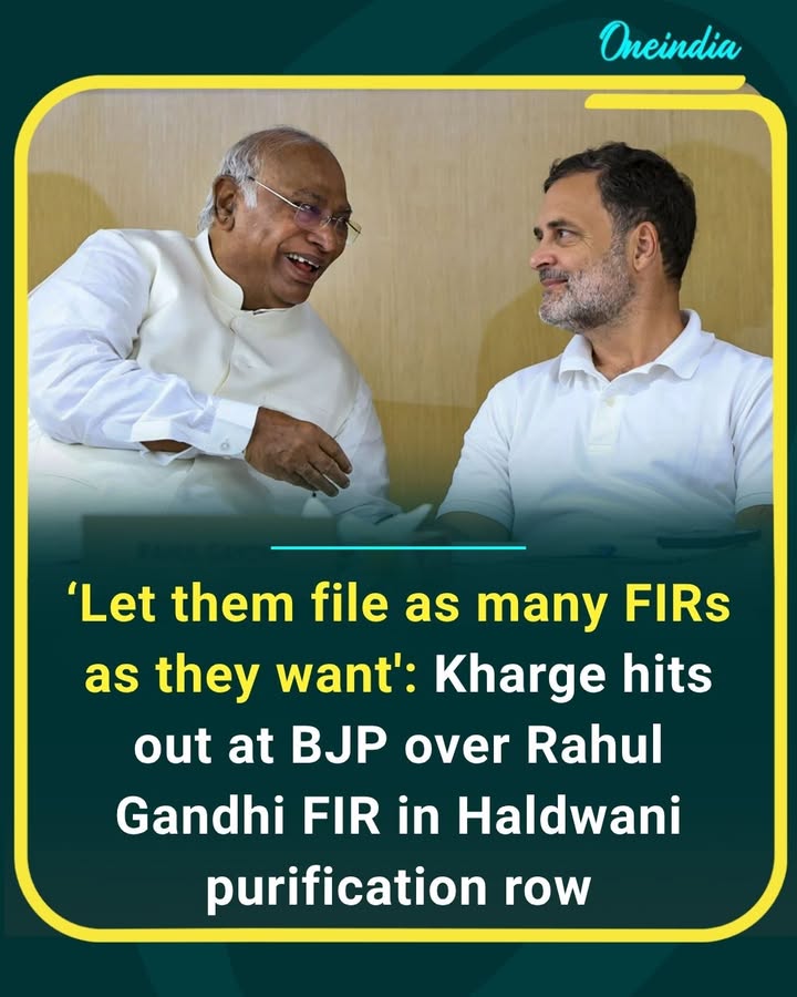 “Let them file as many FIRs as they want,” says Mallikarjun Kharge, hitting back at the BJP over the FIR against Rahul Gandhi in the Haldwani ‘purification’ row. Kharge called the action politically motivated and defended the Congress leader.