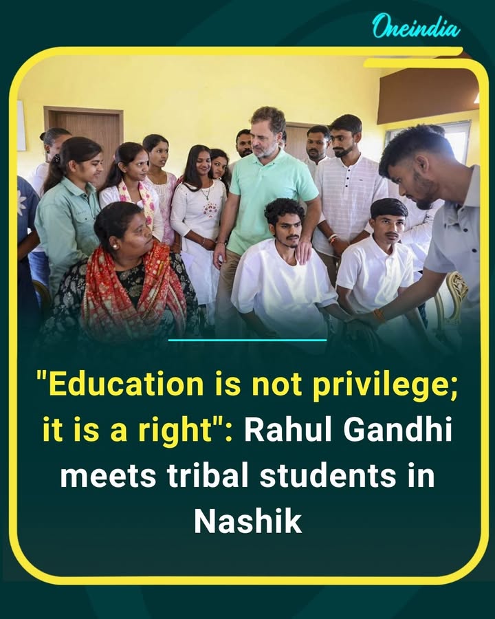 Rahul Gandhi interacts with tribal students in Nashik, stressing that access to quality education should be guaranteed for every child, not limited by privilege or background.