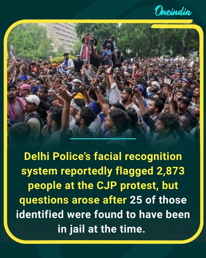 Facial recognition under scrutiny: Delhi Police flagged 2,873 people with alleged criminal records at the CJP protest, but 25 were reportedly behind bars when they were supposedly detected at the site.