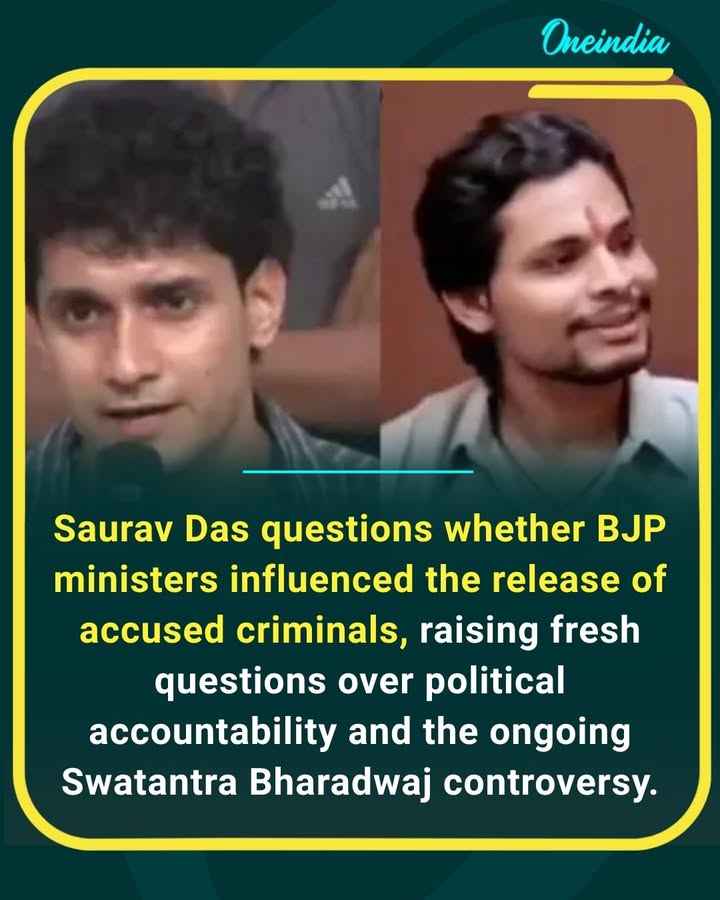 Questions over alleged political influence have intensified after CJP spokesperson Saurav Das questioned whether BJP ministers played a role in securing the release of accused individuals in the Swatantra Bharadwaj case. The allegations remain a matter of dispute, with the legal process continuing.