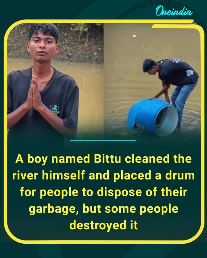 Bittu took the initiative to clean the river and even placed a drum for proper garbage disposal. Sadly, people destroyed it instead of supporting his effort. A heartbreaking reminder that cleanliness is everyone’s responsibility.
