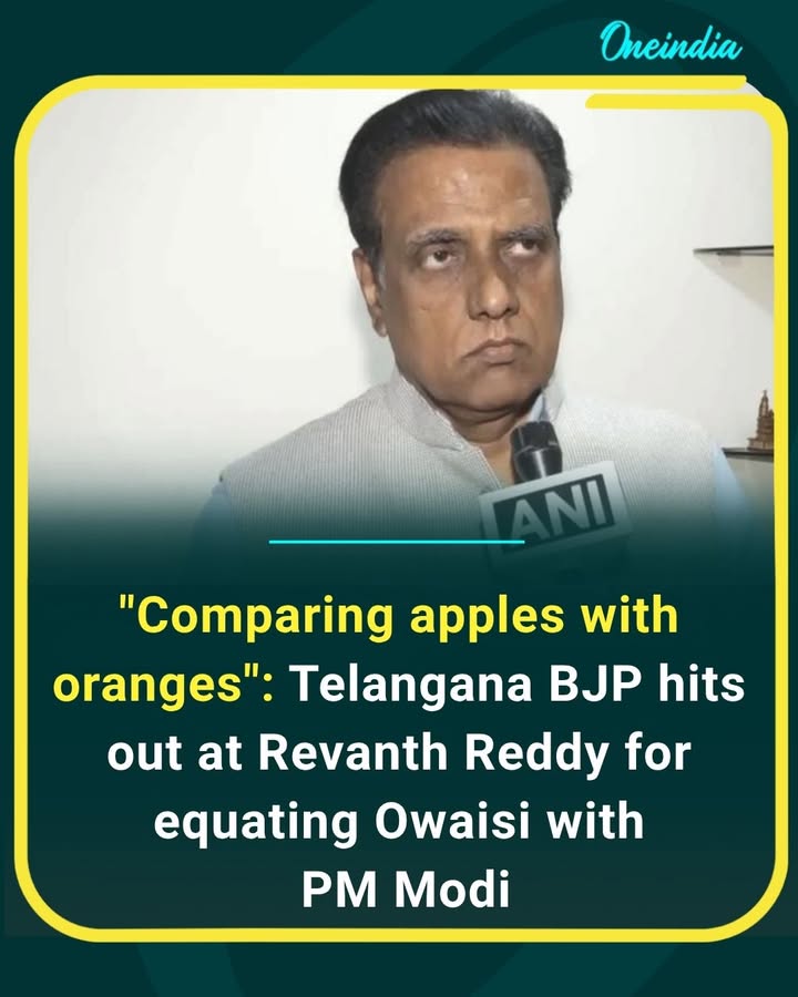 Telangana BJP criticises CM Revanth Reddy over his comparison of Asaduddin Owaisi with PM Modi, calling the analogy inappropriate and misleading.