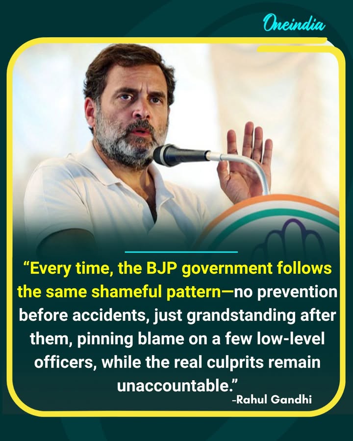 Rahul Gandhi Slams BJP Government Over “Shameful Pattern” After Accidents
