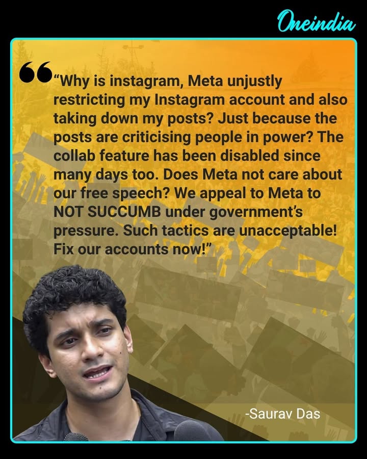 Saurav Das Urges Meta to Restore Instagram Account Features