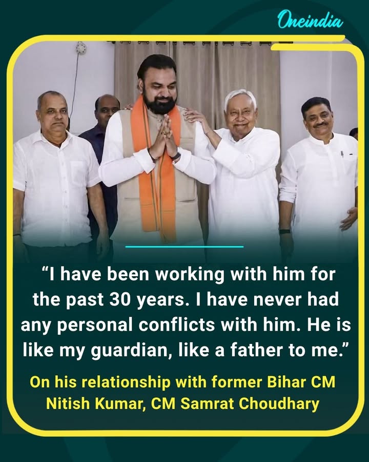 Samrat Choudhary recalls his three-decade association with Nitish Kumar, calling the former Bihar CM his “guardian” and “like a father” to him.
