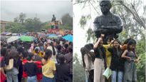 நாங்க ரீல்ஸ் எடுக்க வரவில்லை! திரண்ட 3,000 டெல்லி பல்கலைக்கழக மாணவிகள்! கொட்டும் மழையிலும் போராட்டம்