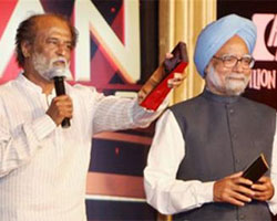 Rajini with ManmohanSingh