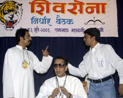 Uddav and Raj with Balasab