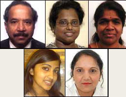 Alain Anandane, Asamta Thayalini William-Reginald, Naguleswari Ariyaratnam, Sophia Soosaipillai and Lilawtee Rajendram