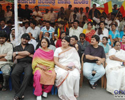 Kannada actors hold dharna in Bagalore