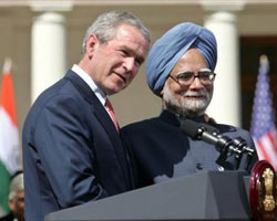 Bush with Manmohan Singh