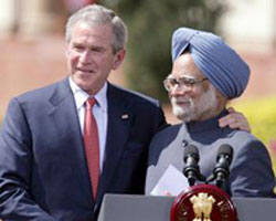 George Bush and Manmohan Singh George Bush and Manmohan Singh