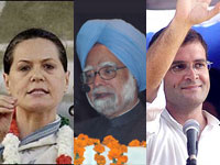 Sonia Gandhi, Manmohan Singh and Rahul Gandhi