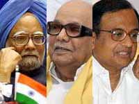 Manmohan Singh, Karunanidhi and P Chidambaram Manmohan Singh, Karunanidhi and P Chidambaram
