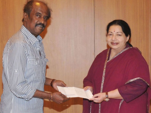 புயல் நிவாரண நிதிக்கு ஜெ.விடம் ரூ.10 லட்சம் கொடுத்த ரஜினி