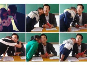 Shocking Pics: Chinese teacher forces schoolgirls to kiss him to get diploma Shocking Pics: Chinese teacher forces schoolgirls to kiss him to get diploma