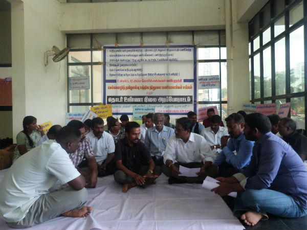 The classical tamil institute staffs in hunger strike